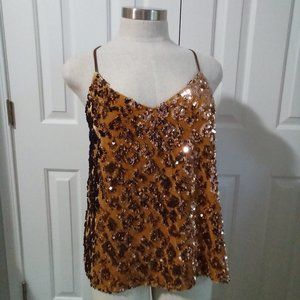 Mustard velvet tank with sequins